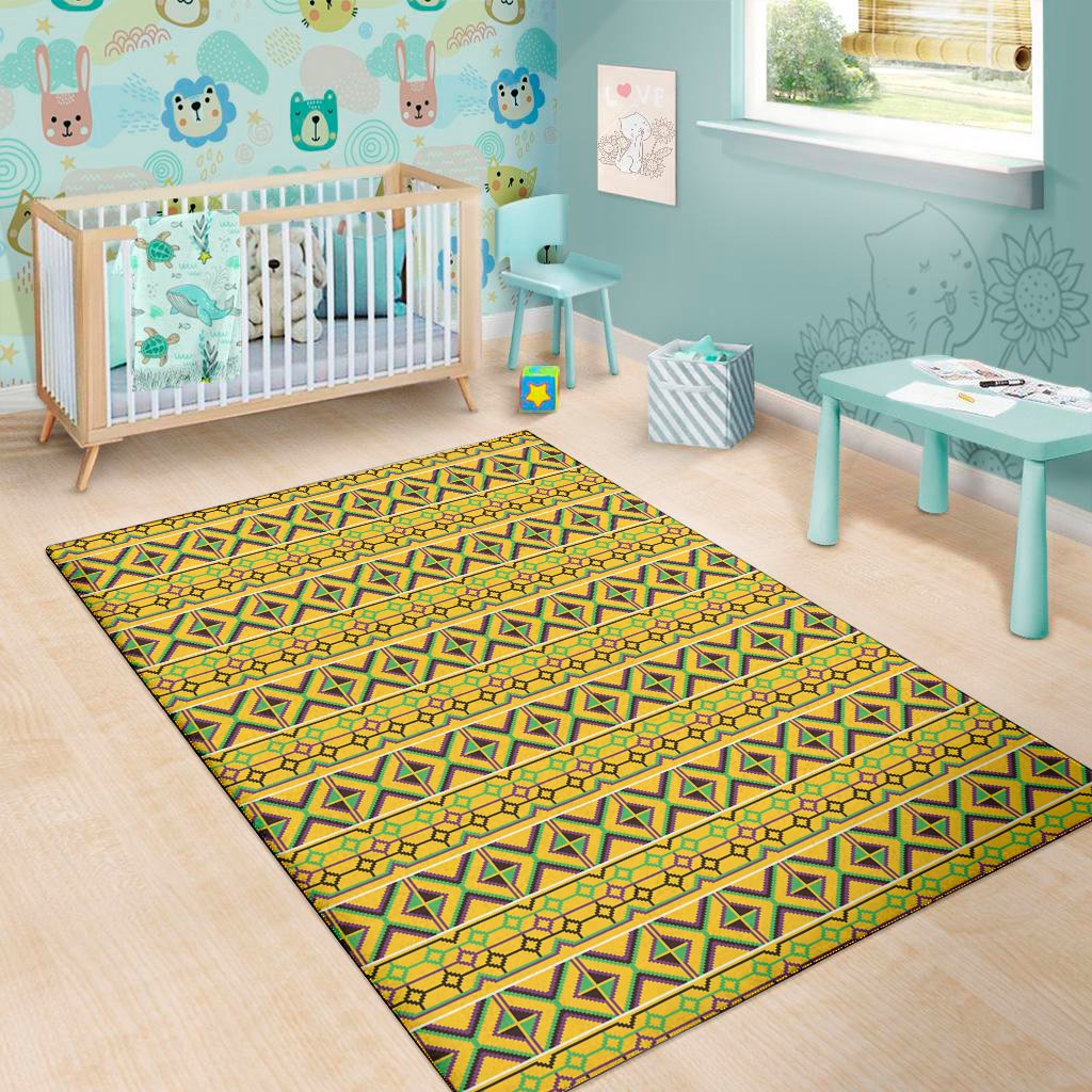 asante kente pattern print area rug floor decor 8593