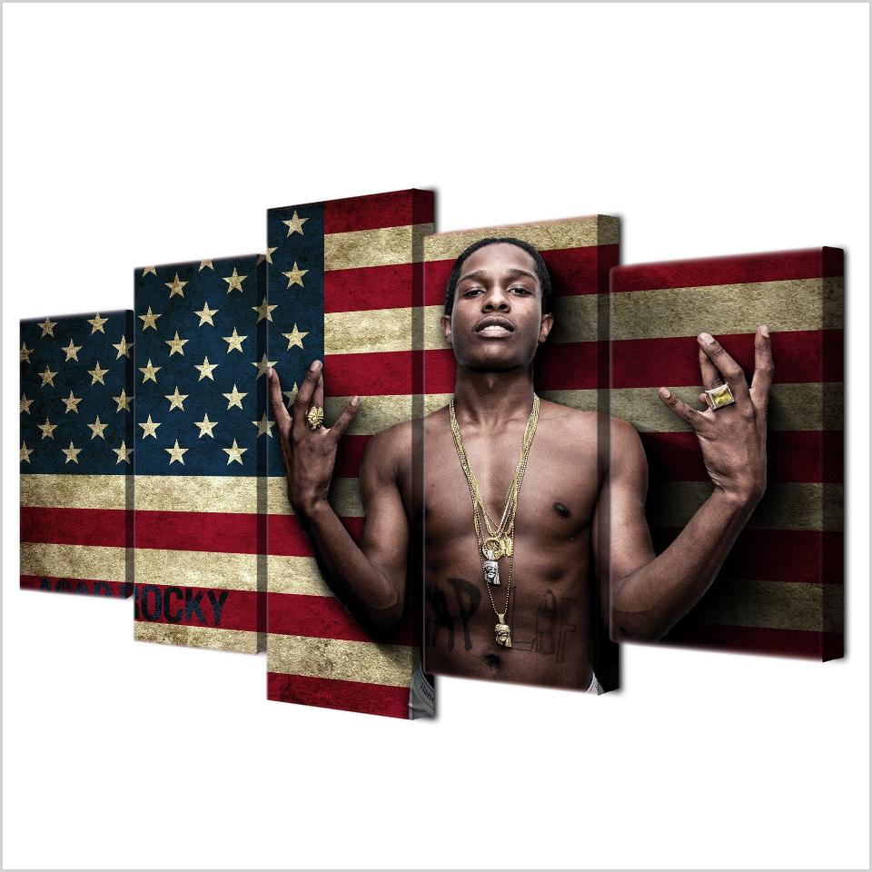 asap rocky music singer american flag abstract 5 panel canvas art wall decor 3123