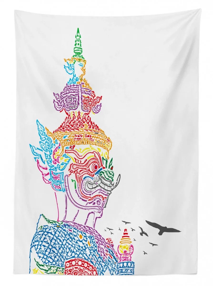 asian ancient dragon face 3d printed tablecloth table decor 3265