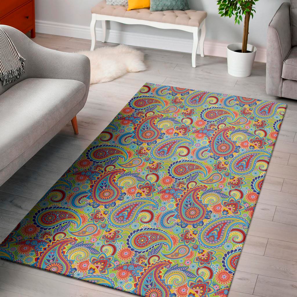 asian paisley pattern print area rug floor decor 5670