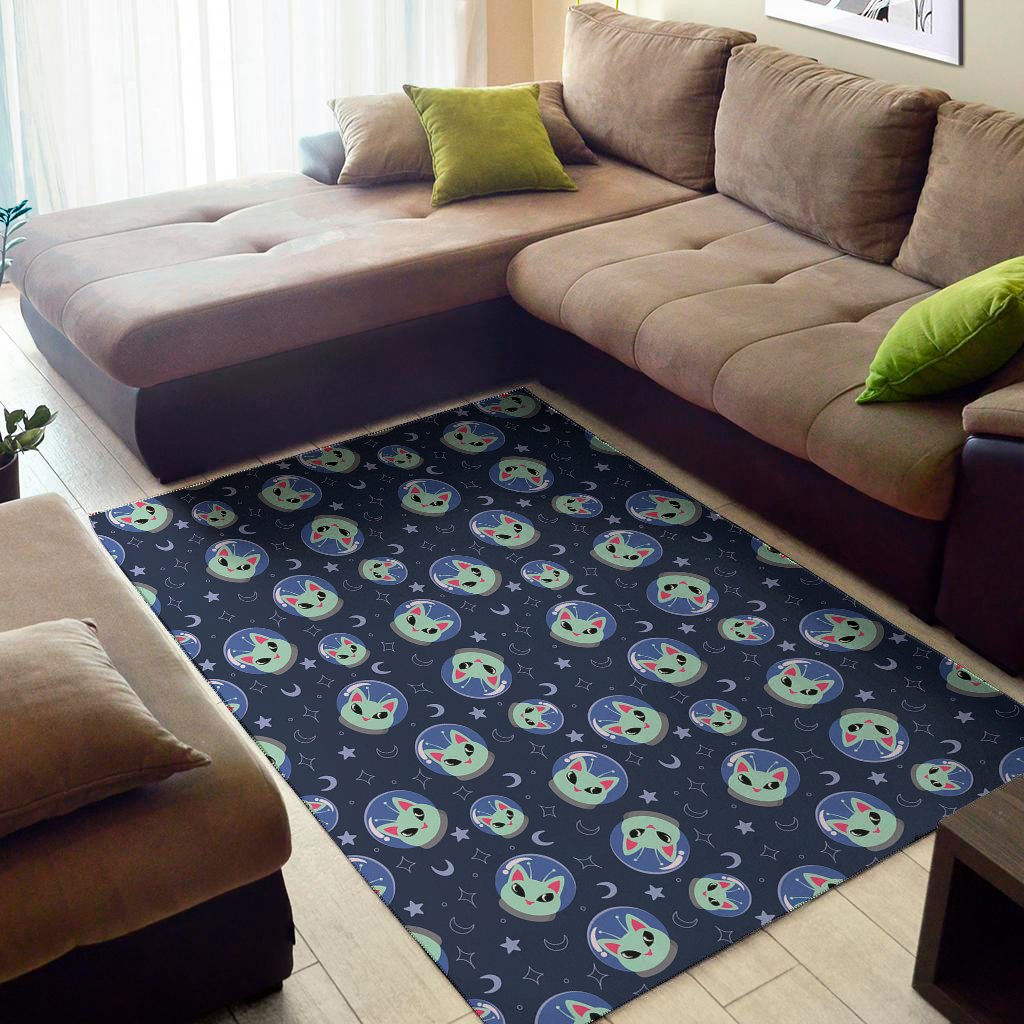 astronaut alien cat print area rug floor decor 2768