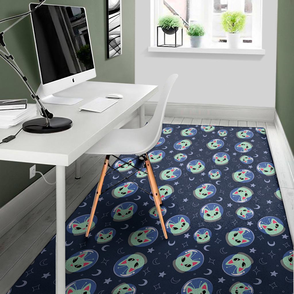astronaut alien cat print area rug floor decor 4585
