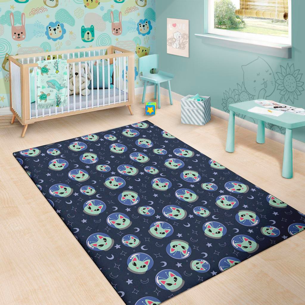 astronaut alien cat print area rug floor decor 5241