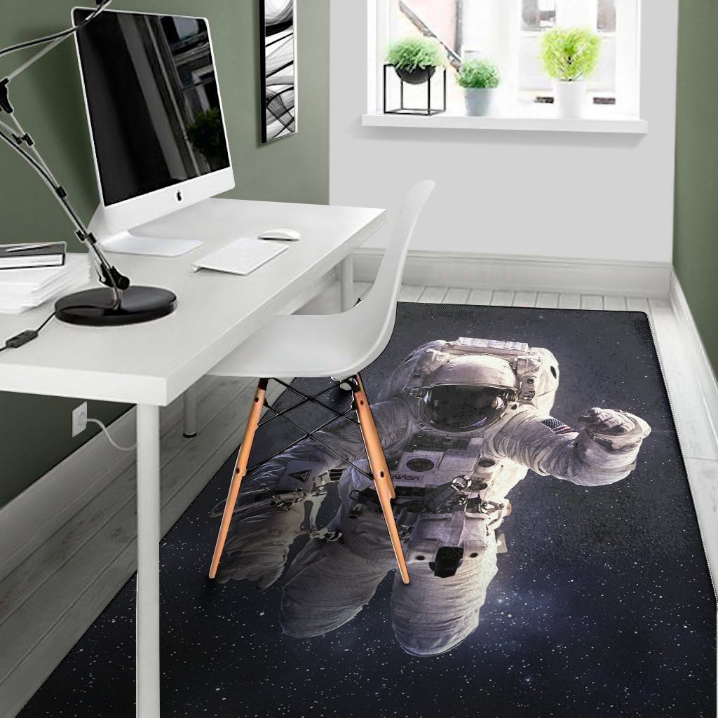 astronaut floating in outer space print area rug floor decor 1089