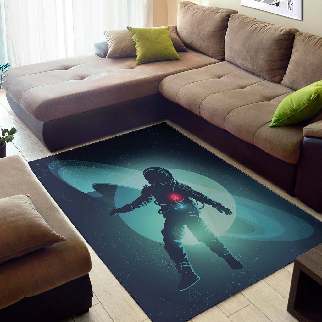 astronaut floating through space print area rug floor decor 2969
