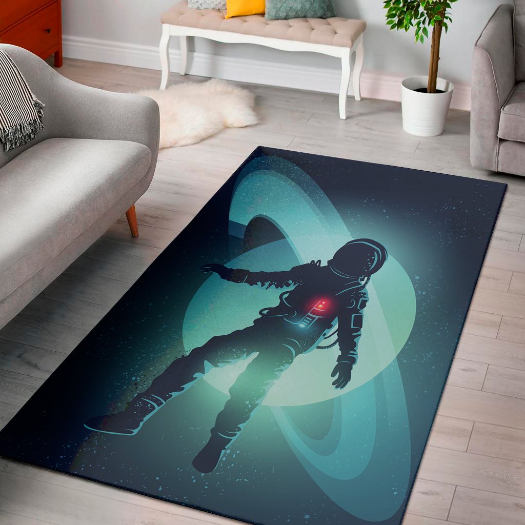 astronaut floating through space print area rug floor decor 5103
