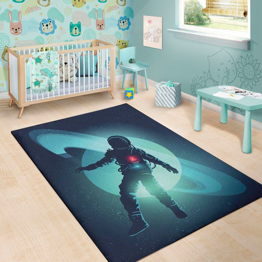 astronaut floating through space print area rug floor decor 8172