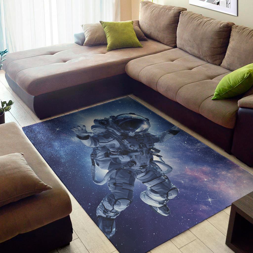 astronaut on space mission print area rug floor decor 2719