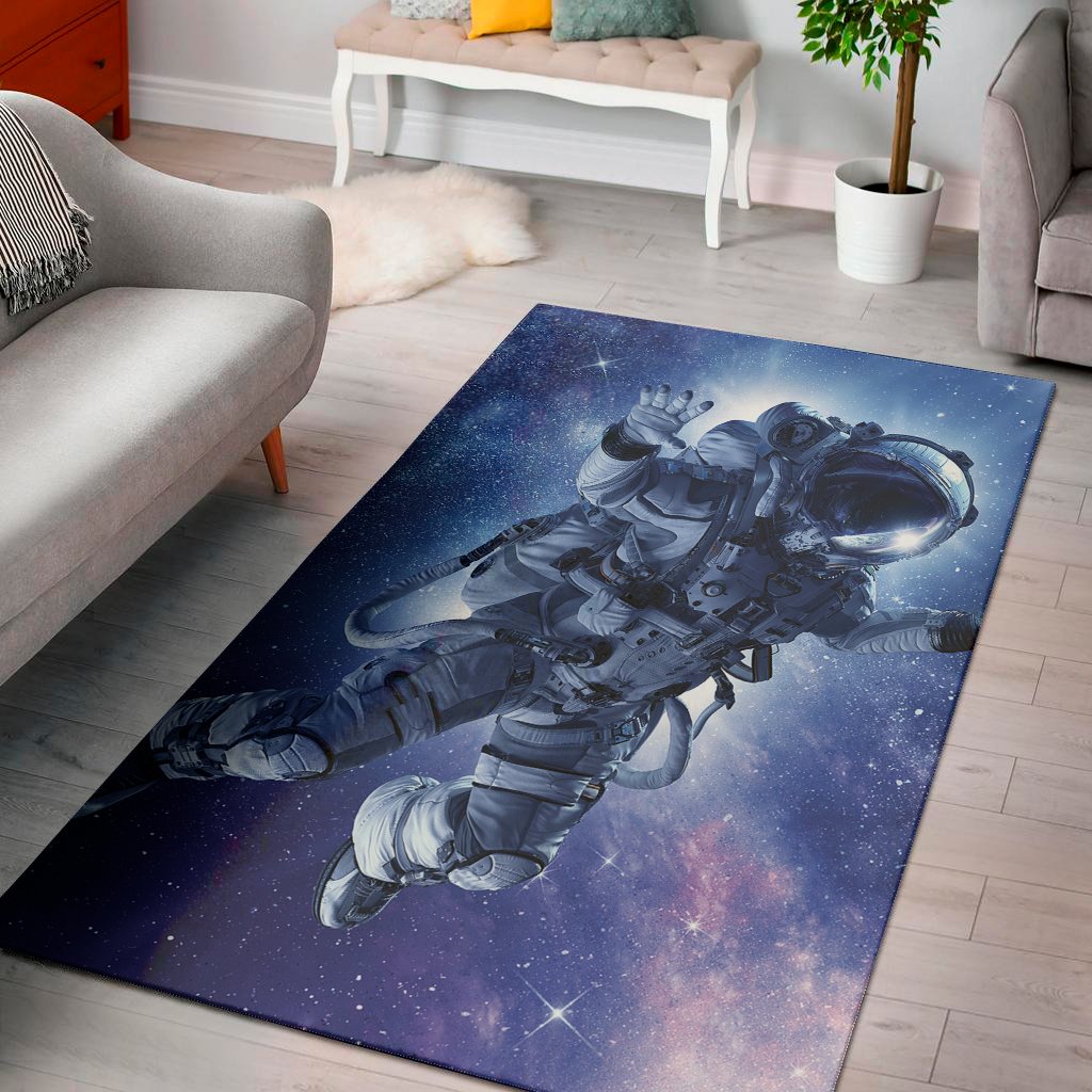 astronaut on space mission print area rug floor decor 3411