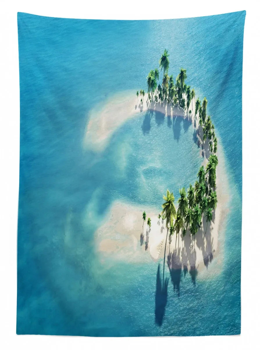 Atoll Palm Trees Ocean 3D Printed Tablecloth Table Decor atoll palm trees ocean 3d printed tablecloth table decor 1084