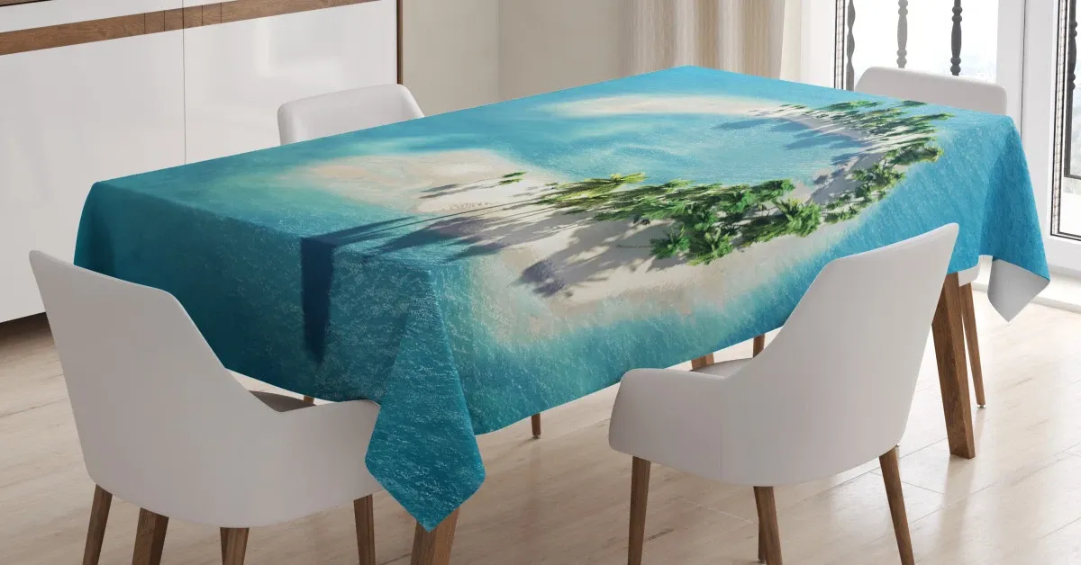 Atoll Palm Trees Ocean 3D Printed Tablecloth Table Decor atoll palm trees ocean 3d printed tablecloth table decor 5853