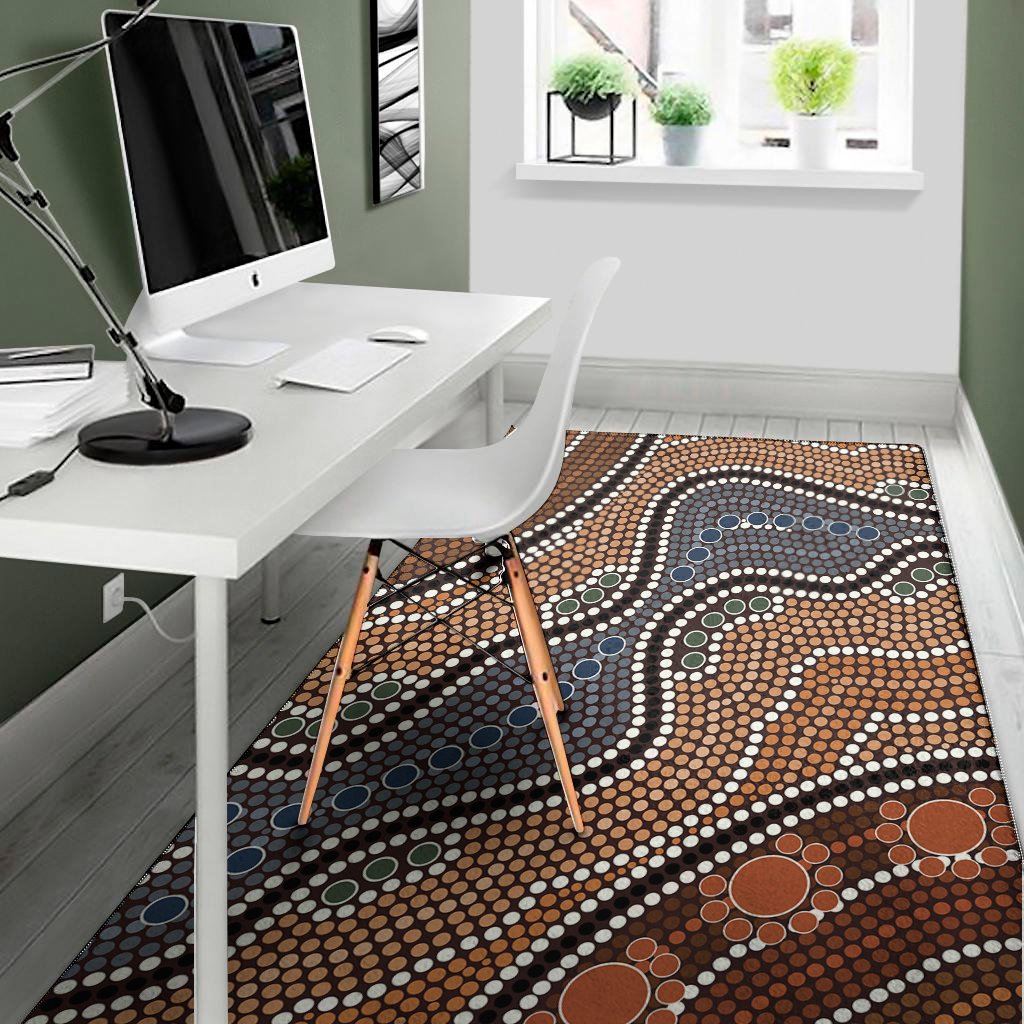 australia river aboriginal dot print area rug floor decor 1972
