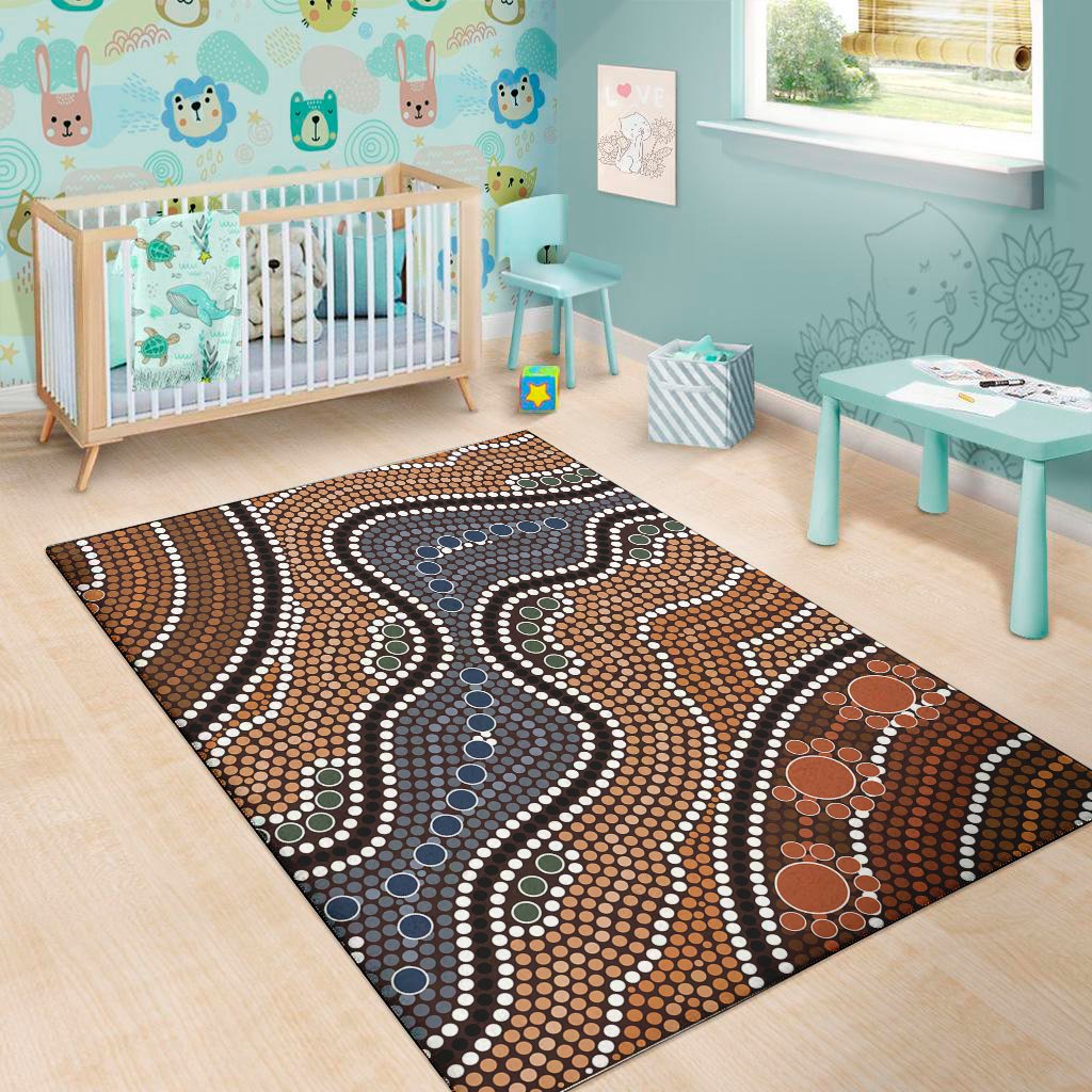 australia river aboriginal dot print area rug floor decor 3420