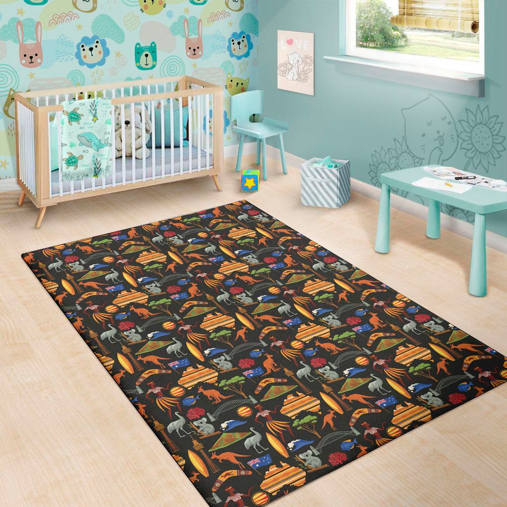 australia symbols pattern print area rug floor decor 1300