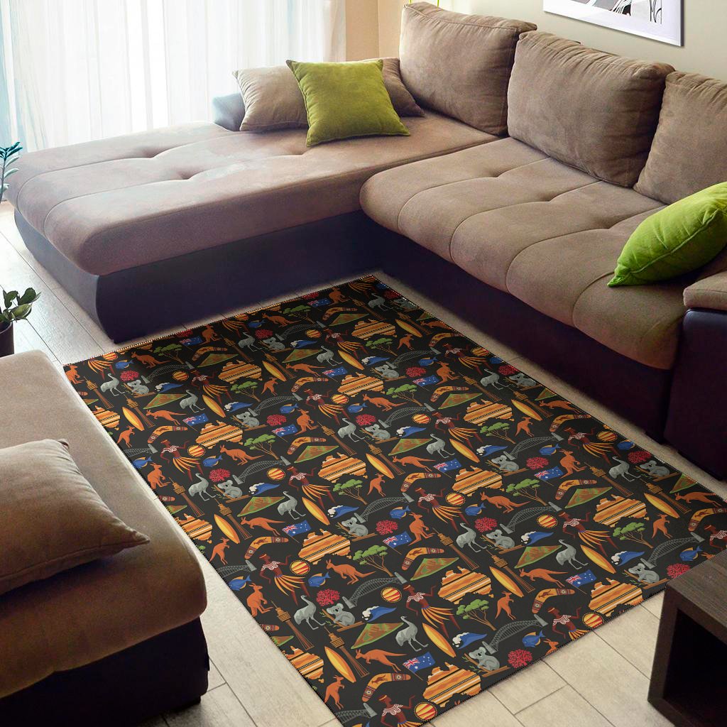 australia symbols pattern print area rug floor decor 1607