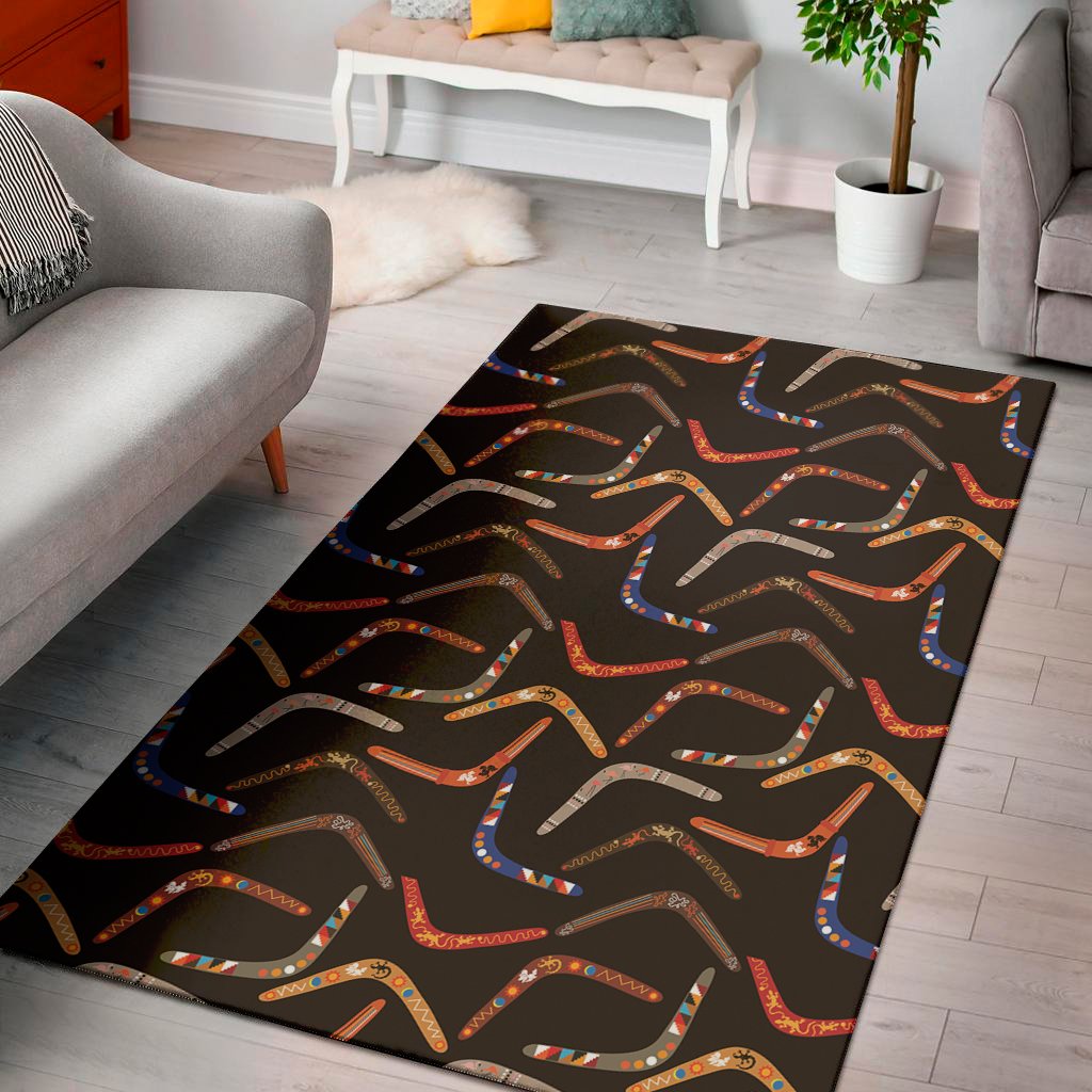 australian boomerang pattern print area rug floor decor 3665