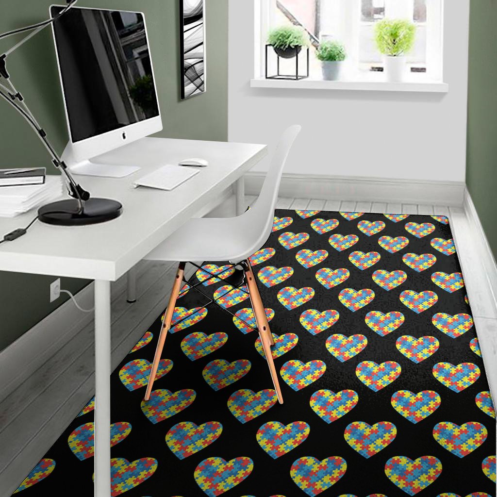 autism awareness heart pattern print area rug floor decor 3980