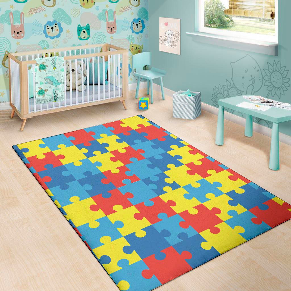 autism awareness pattern print area rug floor decor 2517