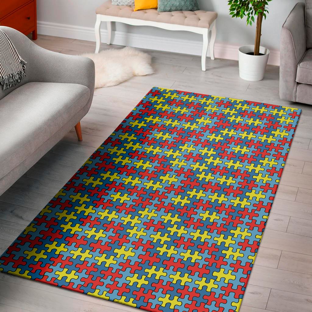 autism awareness puzzle print area rug floor decor 5822