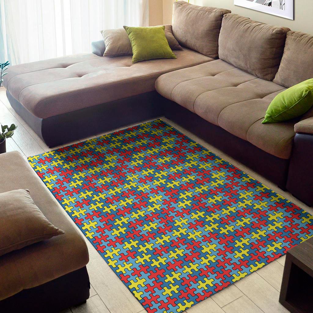 autism awareness puzzle print area rug floor decor 8751