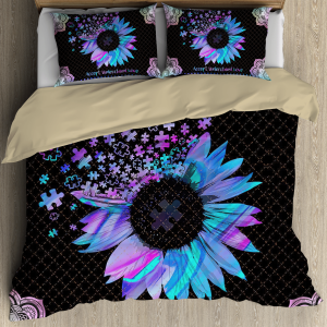autism awareness with sunflower duvet cover bedding set 2162