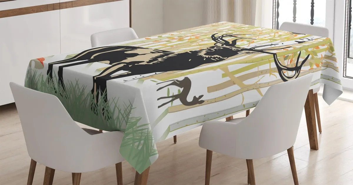 Autumn Forest Wild Animal 3D Printed Tablecloth Table Decor autumn forest wild animal 3d printed tablecloth table decor 1556
