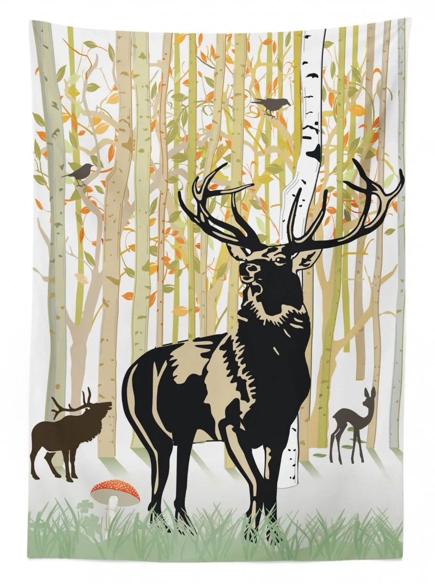Autumn Forest Wild Animal 3D Printed Tablecloth Table Decor autumn forest wild animal 3d printed tablecloth table decor 4047