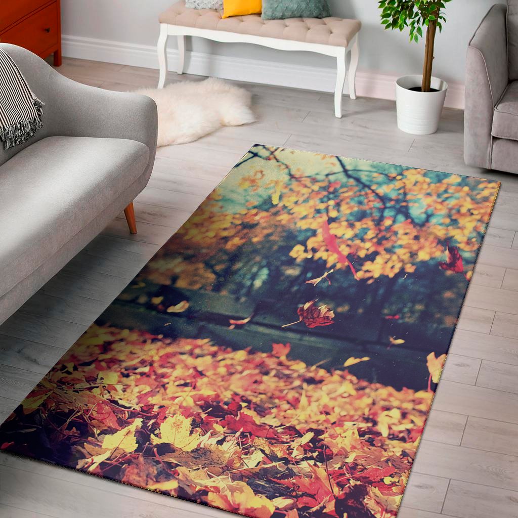 autumn leaves print area rug floor decor 1360