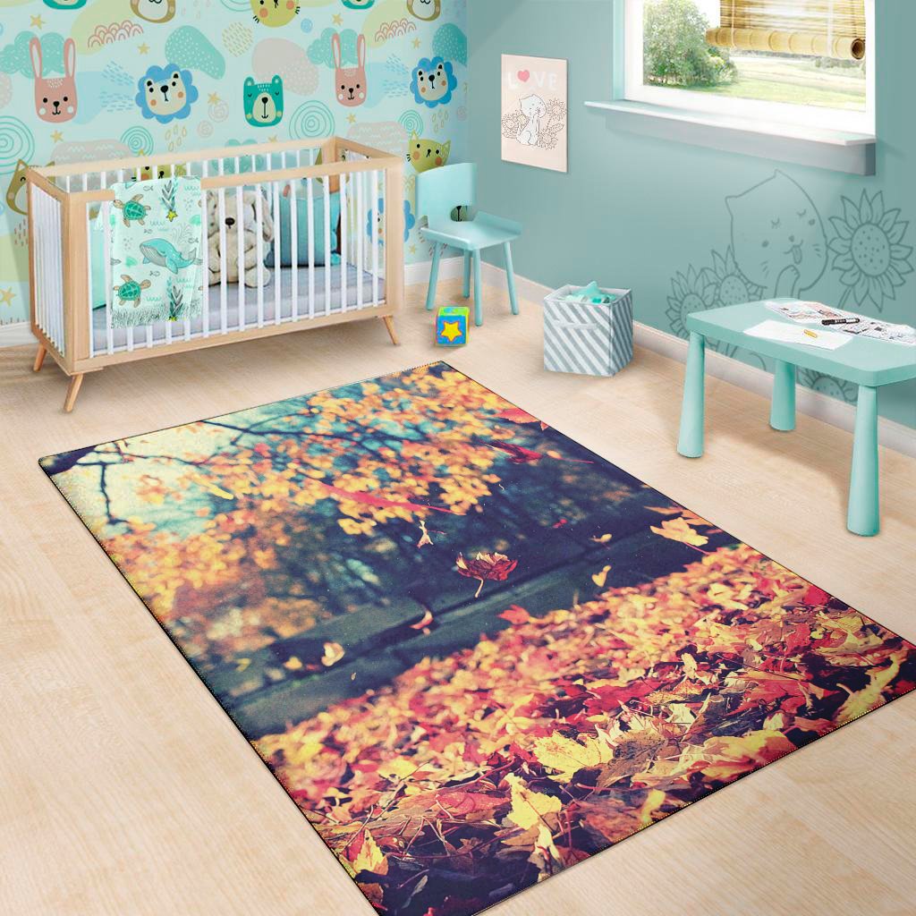 autumn leaves print area rug floor decor 4384