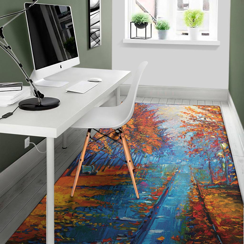 autumn painting print area rug floor decor 3416