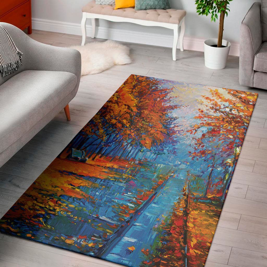 autumn painting print area rug floor decor 4388