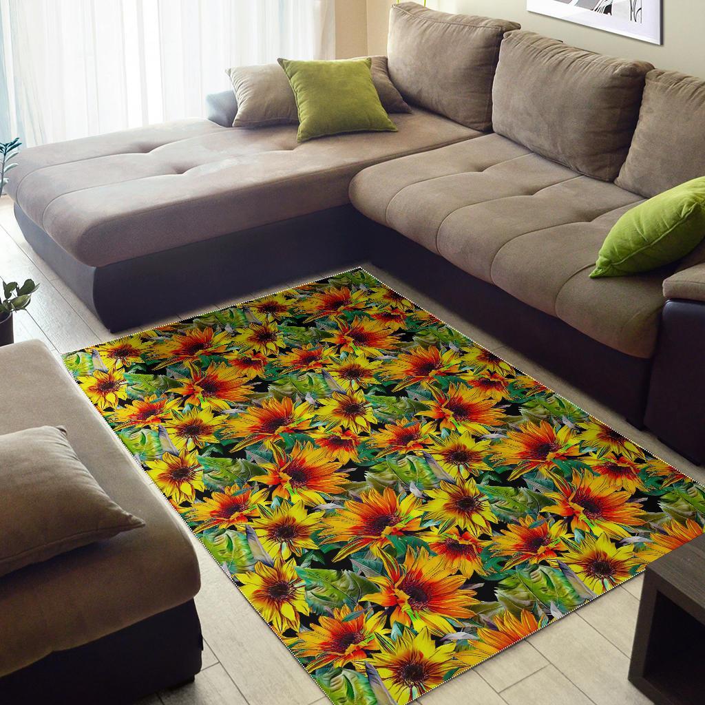 autumn sunflower pattern print area rug floor decor 7224