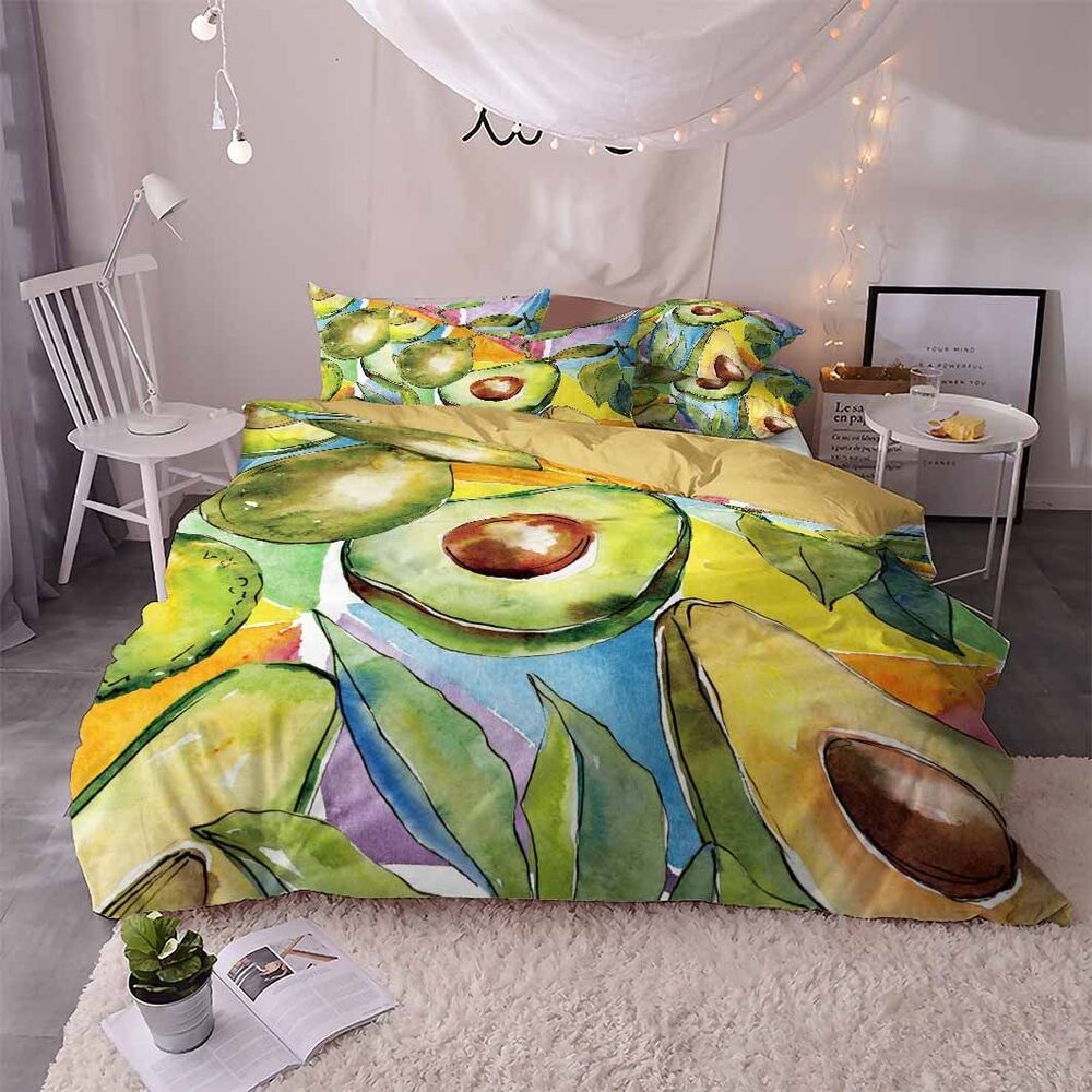 avocado pattern fruit printed bedding set bedroom decor 2075