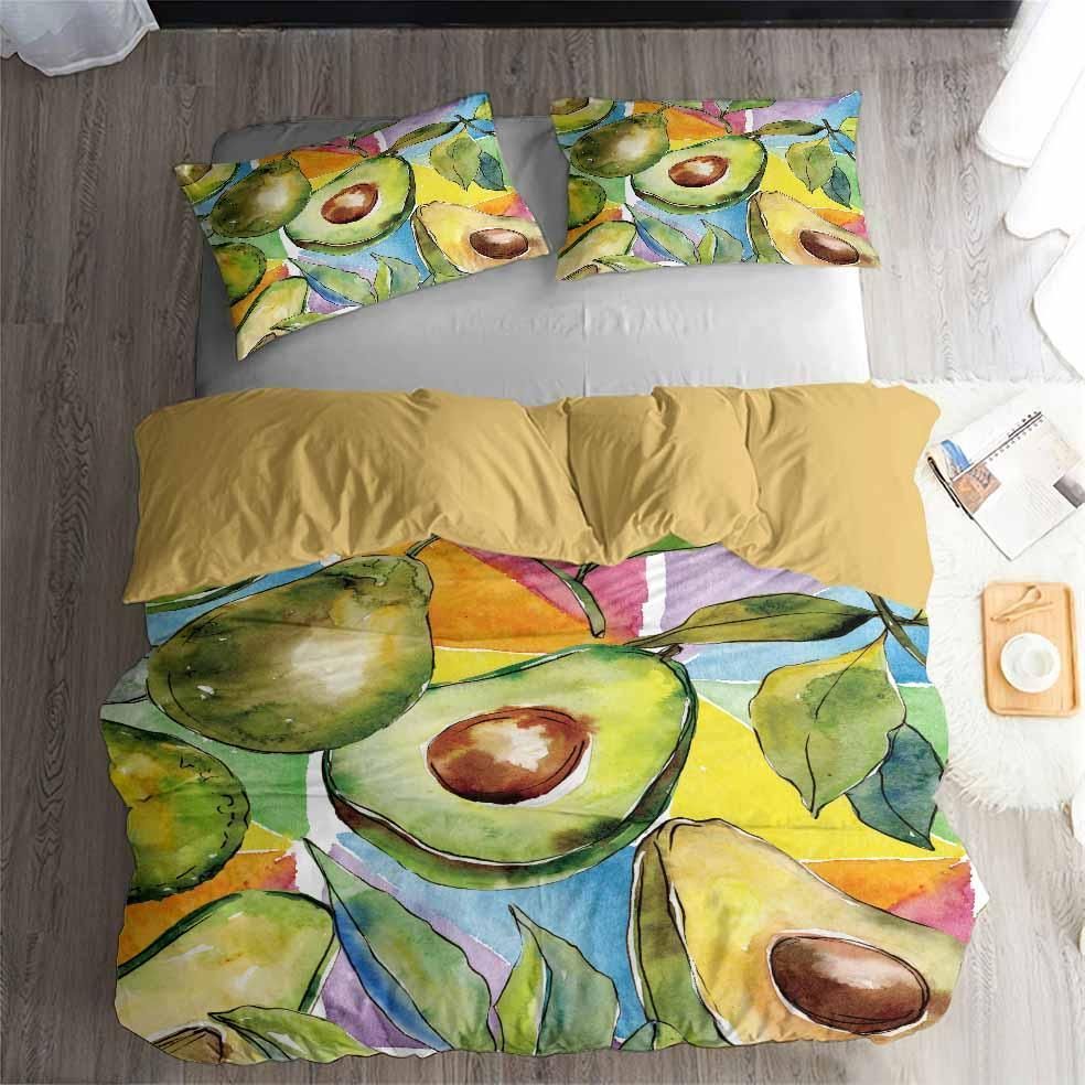 avocado pattern fruit printed bedding set bedroom decor 2818