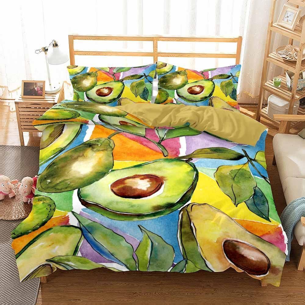 avocado pattern fruit printed bedding set bedroom decor 8858