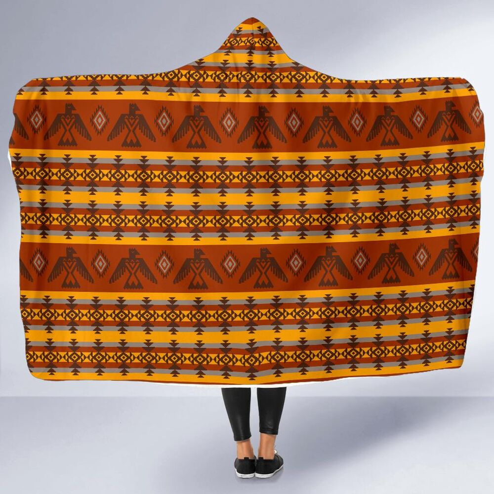 Aztec Eagle Pattern Print Hooded Blanket Cloak Blanket aztec eagle pattern print hooded blanket cloak blanket 3286
