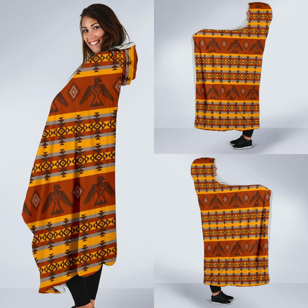 Aztec Eagle Pattern Print Hooded Blanket Cloak Blanket aztec eagle pattern print hooded blanket cloak blanket 6130