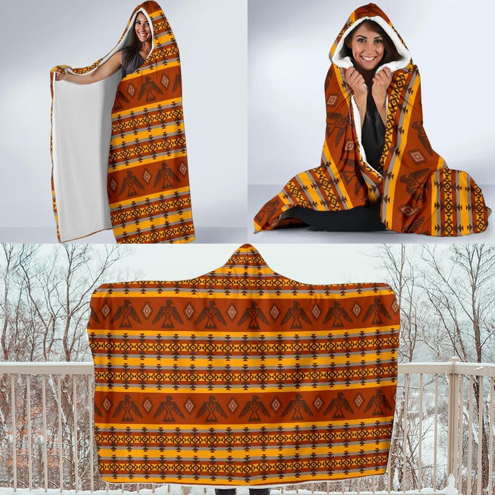 Aztec Eagle Pattern Print Hooded Blanket Cloak Blanket aztec eagle pattern print hooded blanket cloak blanket 7475