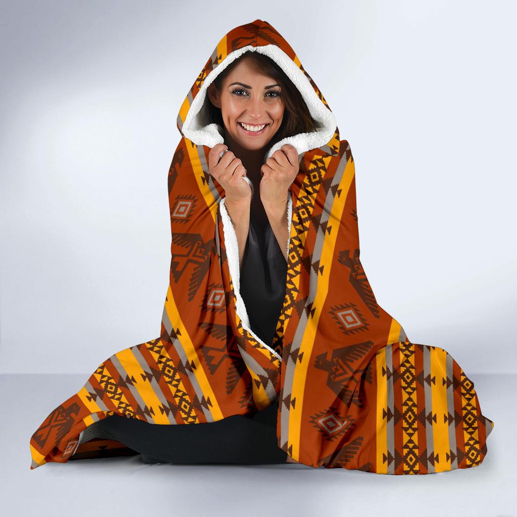 Aztec Eagle Pattern Print Hooded Blanket Cloak Blanket aztec eagle pattern print hooded blanket cloak blanket 8508