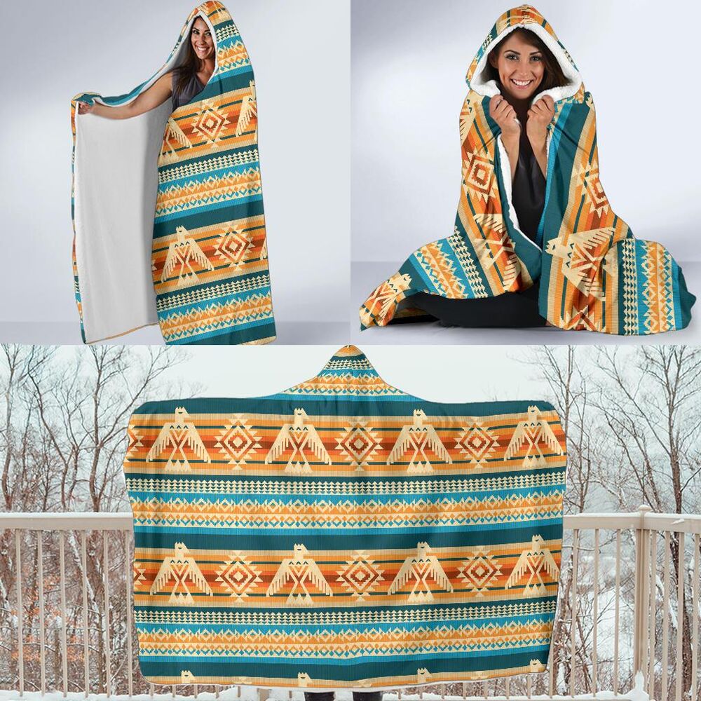 Aztec Eagle Print Pattern Hooded Blanket Cloak Blanket aztec eagle print pattern hooded blanket cloak blanket 5132