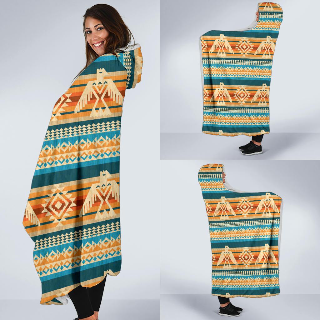 Aztec Eagle Print Pattern Hooded Blanket Cloak Blanket aztec eagle print pattern hooded blanket cloak blanket 8742