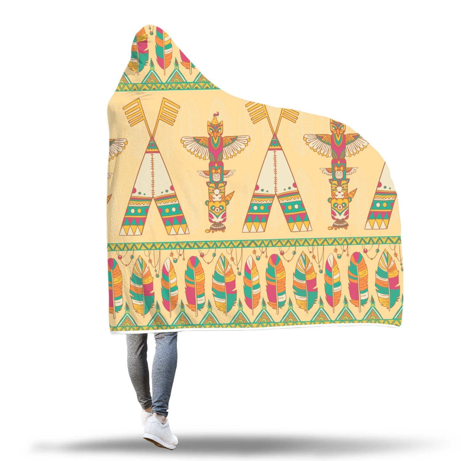 aztec indians navajo tribal native american print hooded blanket cloak blanket 8456