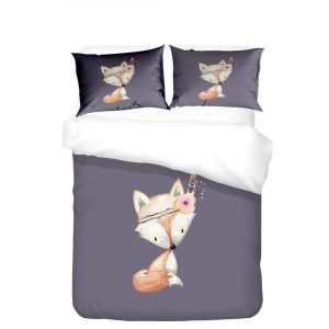 baby foxie gray color printed bedding set bedroom decor 3502