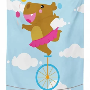 balerina juggler hippo 3d printed tablecloth table decor 4355