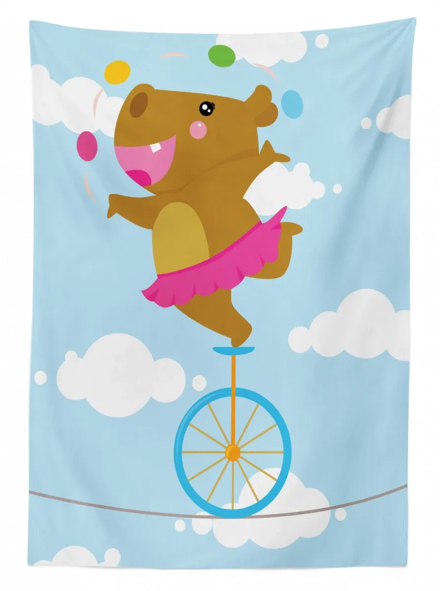 balerina juggler hippo 3d printed tablecloth table decor 4355