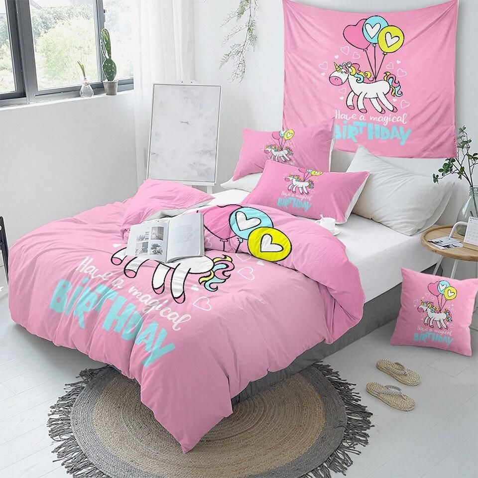 balloons unicorn magical birthday duvet cover bedding set 3913