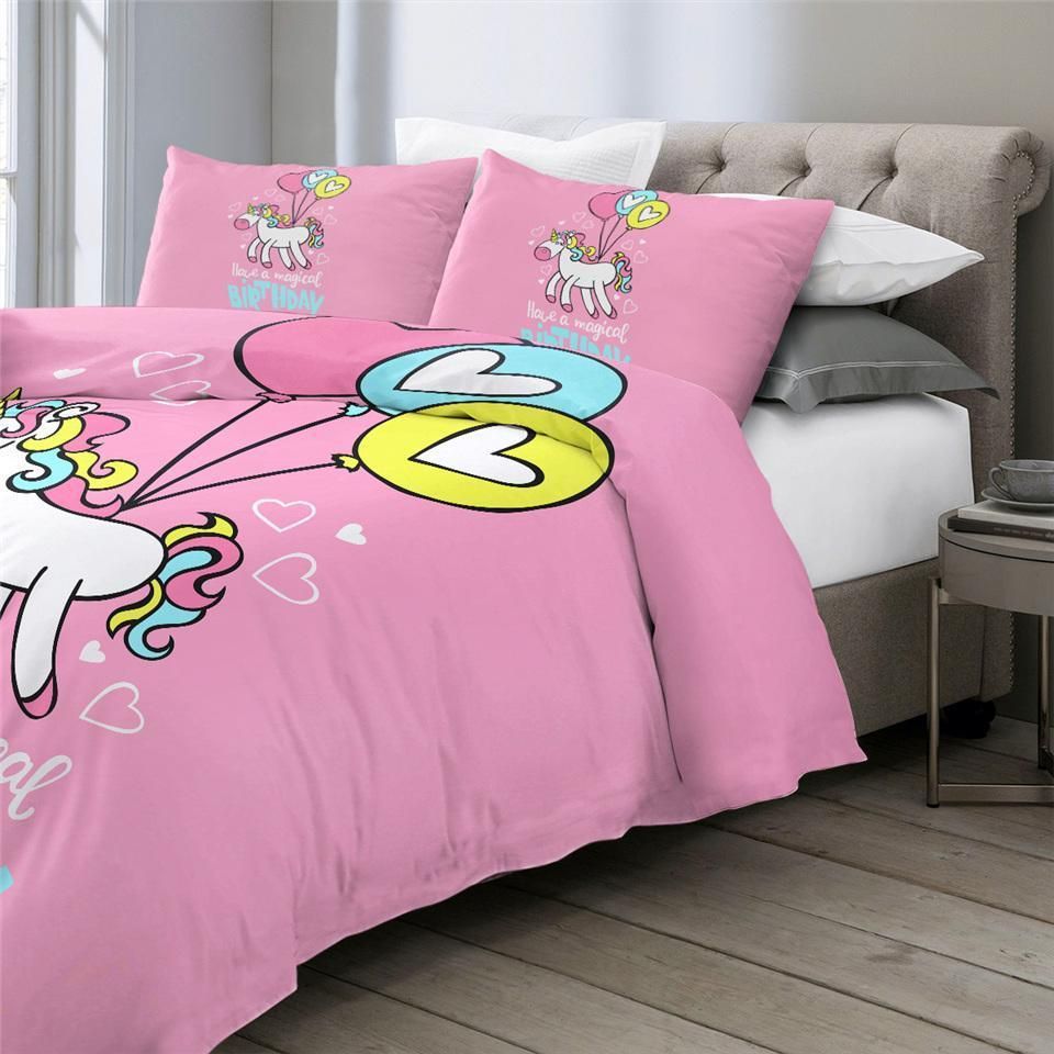balloons unicorn magical birthday duvet cover bedding set 4457