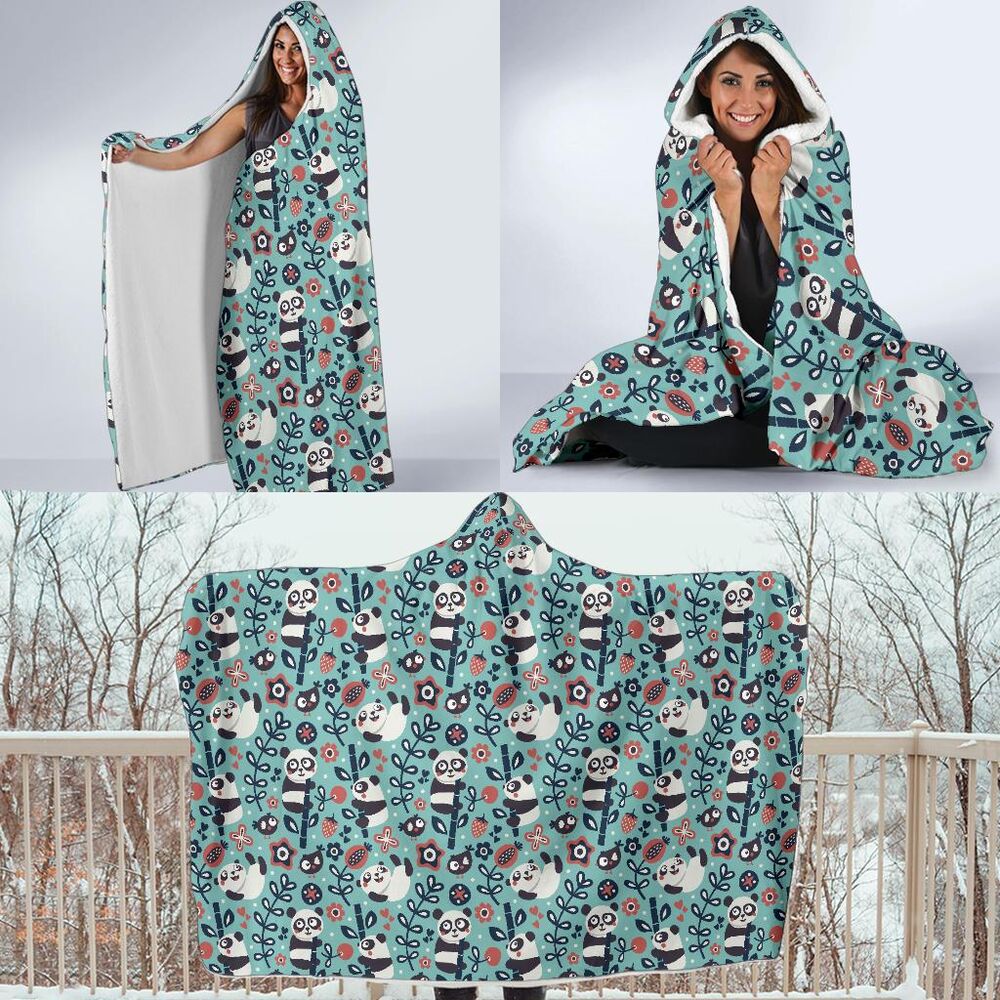 Bamboo Panda Pattern Print Hooded Blanket Cloak Blanket bamboo panda pattern print hooded blanket cloak blanket 1651