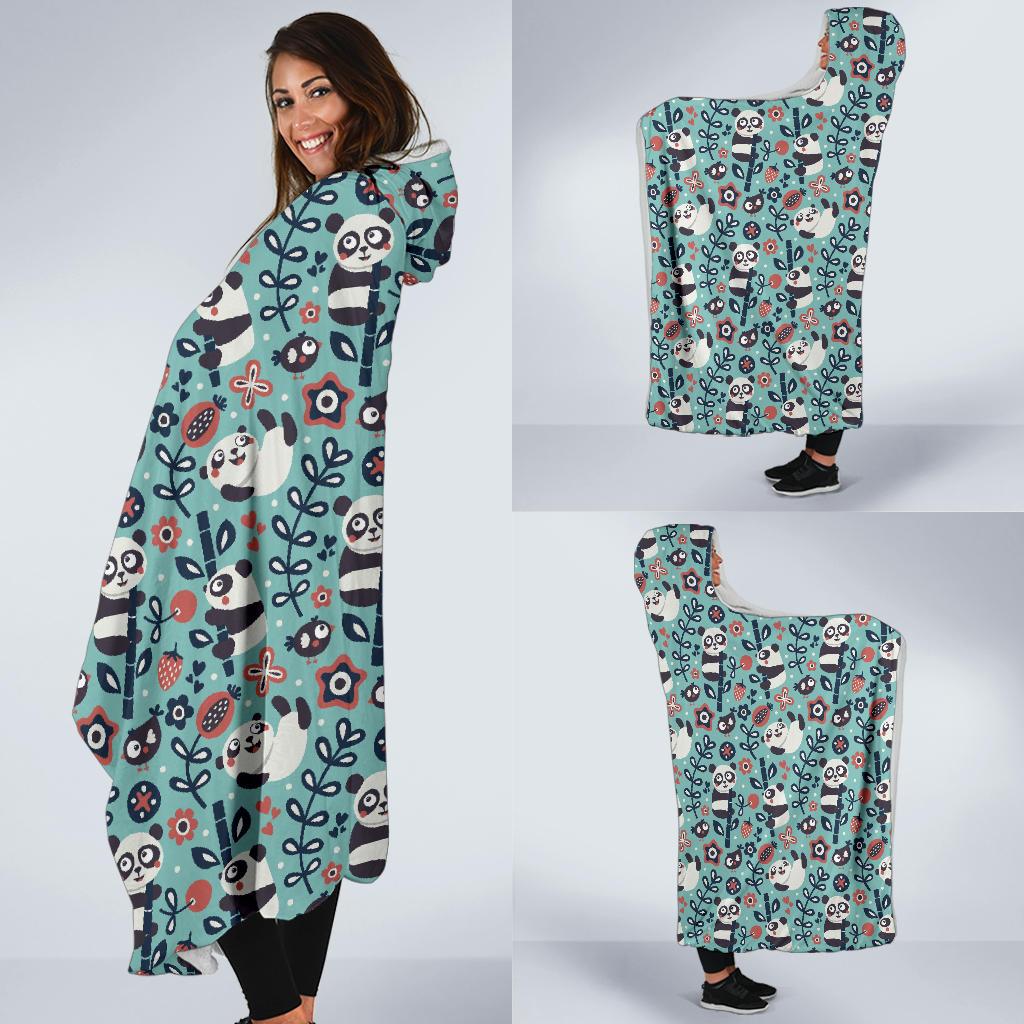 Bamboo Panda Pattern Print Hooded Blanket Cloak Blanket bamboo panda pattern print hooded blanket cloak blanket 6455