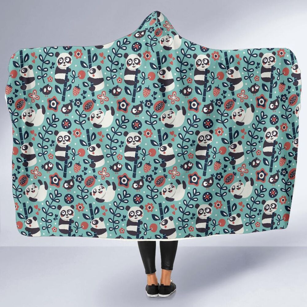 Bamboo Panda Pattern Print Hooded Blanket Cloak Blanket bamboo panda pattern print hooded blanket cloak blanket 8597
